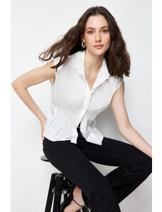 Trendyol Ecru Fitted/Waist-Sitting Woven Shirt