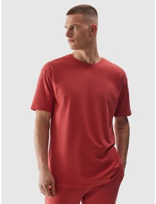 4F Pánské tričko oversize z organické bavlny - korálové