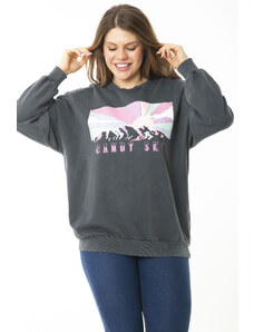 Şans Women's Plus Size Smoked Digital Printed Sweatshirt