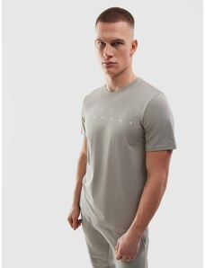 4F Pánské tričko regular z organické bavlny s potiskem - šedé