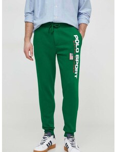 Tepláky Polo Ralph Lauren zelená barva, s potiskem