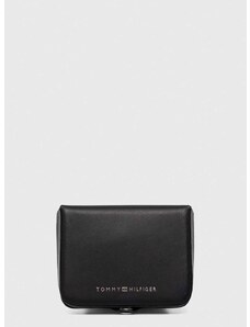 Kožená peněženka Tommy Hilfiger černá barva, AM0AM12322