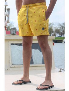 Madmext Men's Yellow Patterned Marine Shorts 6376