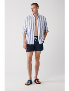 Avva Men's Indigo Quick-Drying Printed Swimwear in a Standard Size Marine Shorts