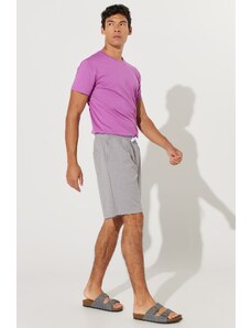 AC&Co / Altınyıldız Classics Men's Gray Melange Standard Fit Normal Fit Pocket Casual Knitted Shorts