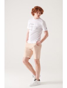 Avva Men's Beige Textured Cotton Shorts