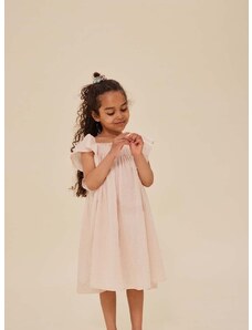 Dětské bavlněné šaty Konges Sløjd růžová barva, midi
