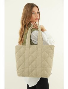 Madamra Mink Women's Quilted Pattern Puff Bag