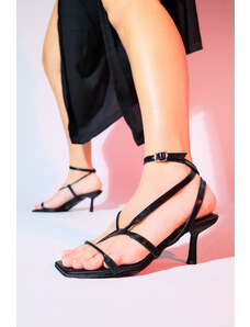 LuviShoes MIAS Women's Black Heeled Sandals
