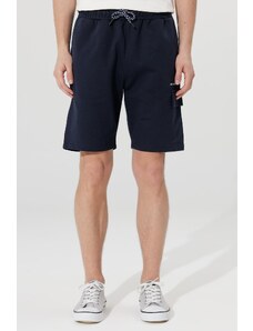 AC&Co / Altınyıldız Classics Men's Navy Blue Standard Fit Normal Cut 100% Cotton Plain Knit Shorts.