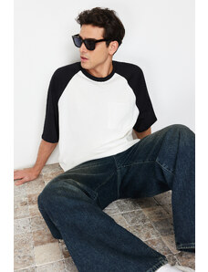 Trendyol Black Oversize Pocket Color Blocked 100% Cotton T-Shirt
