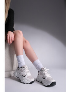 Marjin Women's Sneaker Thick Sole Laced Sneakers Gonlez White