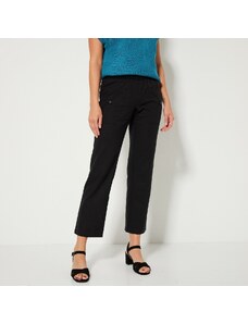 Blancheporte 7/8 rovné kalhoty s pružným pasem, ze lnu a bavlny černá 42