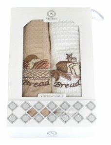 Forbyt Dárkové balení 2 ks bavlněných utěrek, Bread béžové a bílé, 50 x 70 cm
