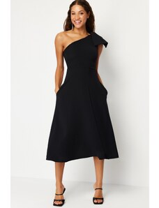 Trendyol Black Bow Detailed Elegant Evening Dress