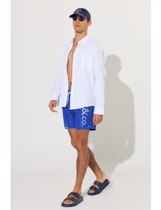 AC&Co / Altınyıldız Classics Men's Navy Blue Standard Fit, Normal Cut, Pocket Pocket Quick Dry Patterned Marine Shorts.