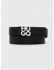 Kožený pásek HUGO pánský, černá barva, 50516525