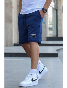 Madmext Navy Blue Regular Fit Basic Men's Capri Shorts.
