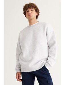 AC&Co / Altınyıldız Classics Men's Snow Melange Oversize Fit Wide Cut Cotton Fleece Inner 3 Thread Crew Neck Sweatshirt