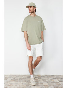 Trendyol Mint Oversize/Wide Cut Text Printed Short Sleeve 100% Cotton T-Shirt