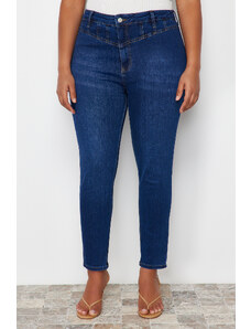 Trendyol Curve Dark Blue Stitching Detailed Stretchy Skinny Denim Jeans