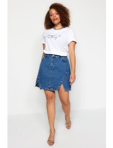 Trendyol Curve Blue Double Slit Denim Skirt