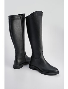 Marjin Women's Knee High Zipper Daily Boots Lavir Black