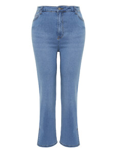 Trendyol Curve Light Blue Slit Detail Straight Fit Denim Jeans