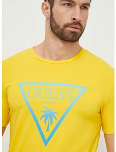 Tričko Guess žlutá barva, s potiskem, F4GI00 J1311