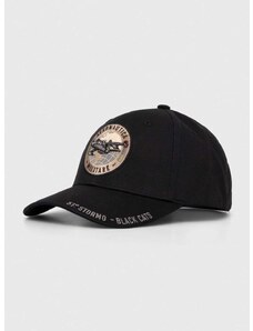 Bavlněná baseballová čepice Aeronautica Militare černá barva, s aplikací