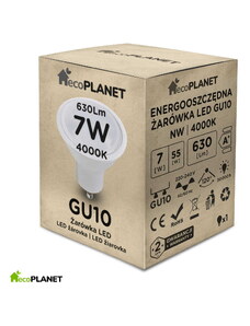 ecoPLANET LED žárovka GU10 - 7W - studená bílá