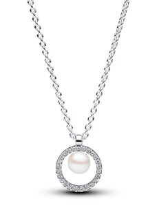 PANDORA krátký náhrdelník s přívěskem Upravená sladkovodní kultivovaná perla