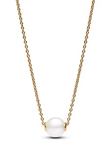 PANDORA Krátký náhrdelník pozlacený s jednou upravenou sladkovodnou kultivovanou perlou
