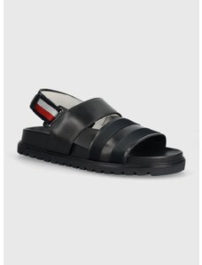 Kožené sandály Tommy Hilfiger ELEVATED STRAPPY SANDAL pánské, tmavomodrá barva, FM0FM05008