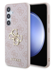 Samsung Galaxy S24 Guess PU 4G Metal Logo Case růžová