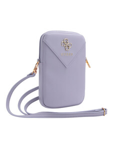Guess PU Grained 4G Metal Logo Wallet Phone Bag Zipper Zipper Purple