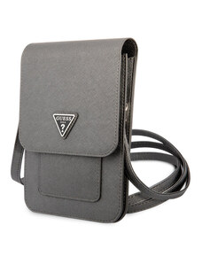 Guess PU Saffiano Triangle Logo Phone taška šedá
