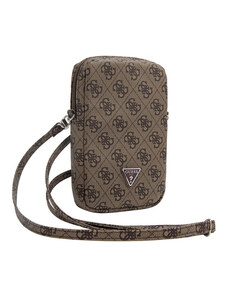 Guess PU 4G Triangle Logo Wallet Phone Bag Zipper Zipper Brown
