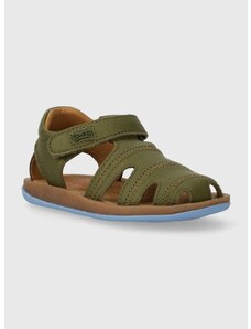 Dětské kožené sandály Camper zelená barva