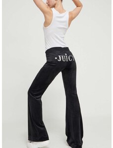 Velurové teplákové kalhoty Juicy Couture černá barva, s aplikací