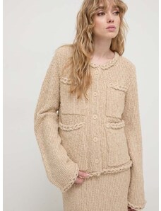 Cardigan s lněnou směsí By Malene Birger béžová barva