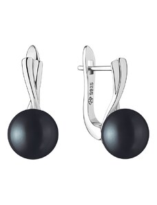 Gaura Pearls Stříbrné náušnice s černou říční perlou Eleanor, stříbro 925/1000