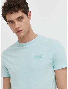 Bavlněné tričko Superdry tyrkysová barva