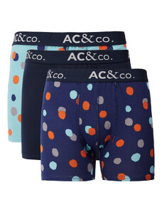 AC&Co / Altınyıldız Classics Men's Navy Blue-Green Patterned Cotton Stretchy 3-Pack Boxer