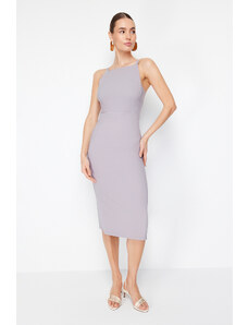 Trendyol Gray Body Wrap Halter Neck Midi Woven Dress