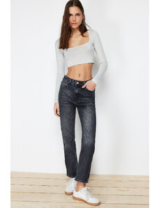 Trendyol Black High Waist Straight Jeans