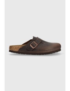 Nubukové pantofle Birkenstock Boston SFB hnědá barva, 159713