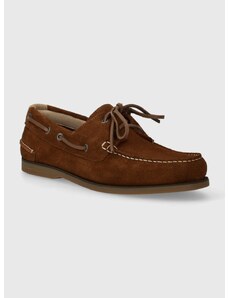 Semišové mokasíny Tommy Hilfiger TH BOAT SHOE CORE SUEDE pánské, hnědá barva, FM0FM04505