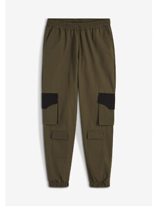 bonprix Cargo kalhoty s kontrastními detaily Zelená