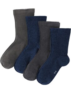 bonprix Ponožky s beztlakovým lemem (4 páry), organická bavlna Modrá
